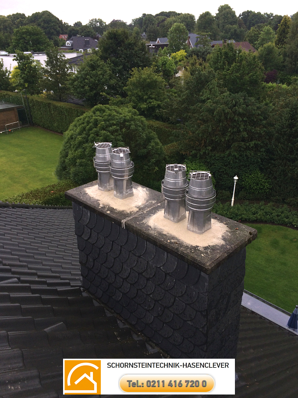 Montage von Schornsteinaufsätzen mit Dohlengitter